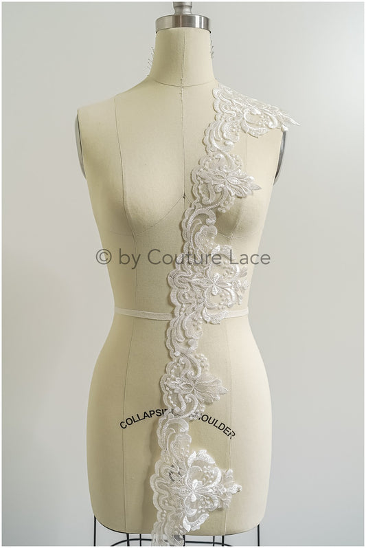 Garniture en dentelle nuptiale blanche/garniture en dentelle blanc cassé / garniture nuptiale/garniture en dentelle pour robe de mariée// T24-227