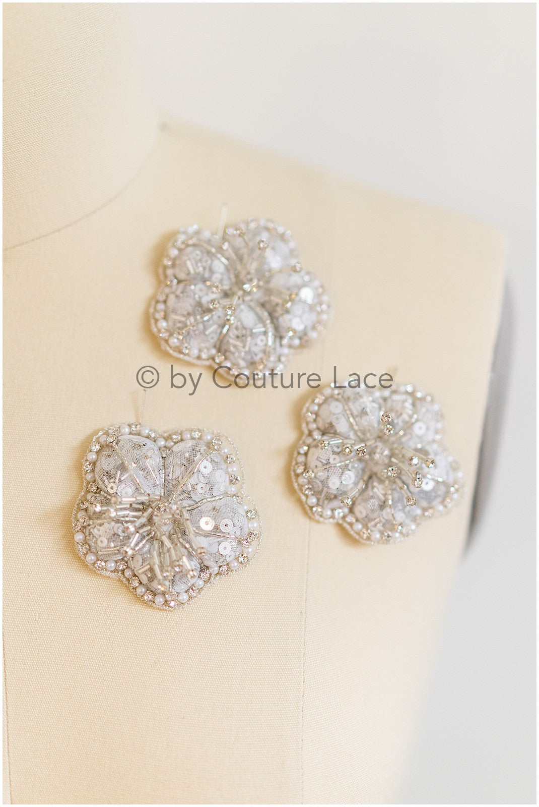 1Stk schwere Perlen 3D Kristall Blume, 3d Perlen Kleid Panels, Braut Diamant Blumen, Brautschleier 3d Blumen, funkelnde Perlen Blume// E-038G-1STK