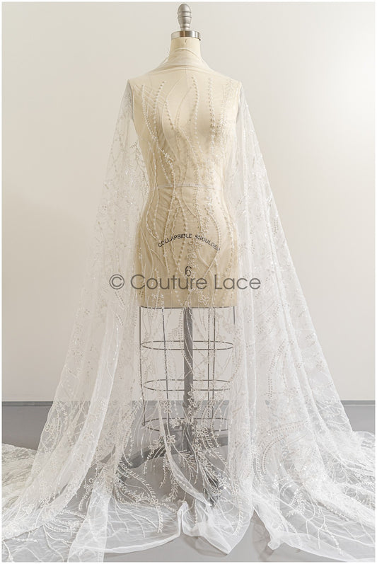 Perlen-Spitzenstoff/ Couture-Spitzenstoff/ Braut-Spitzenstoff/ Perlen-Spitze// L22-218B