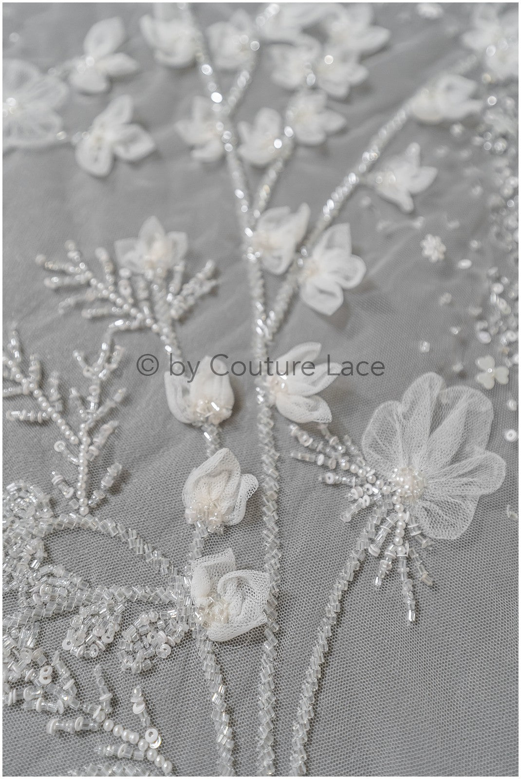 Handperlen-Brautspitze, 3D-Blumen-Spitzenstoff, luxuriöse schwere Perlen-Hochzeitskleid-Spitze, Designer-Couture-Spitze// L22-525(1E=85cm)