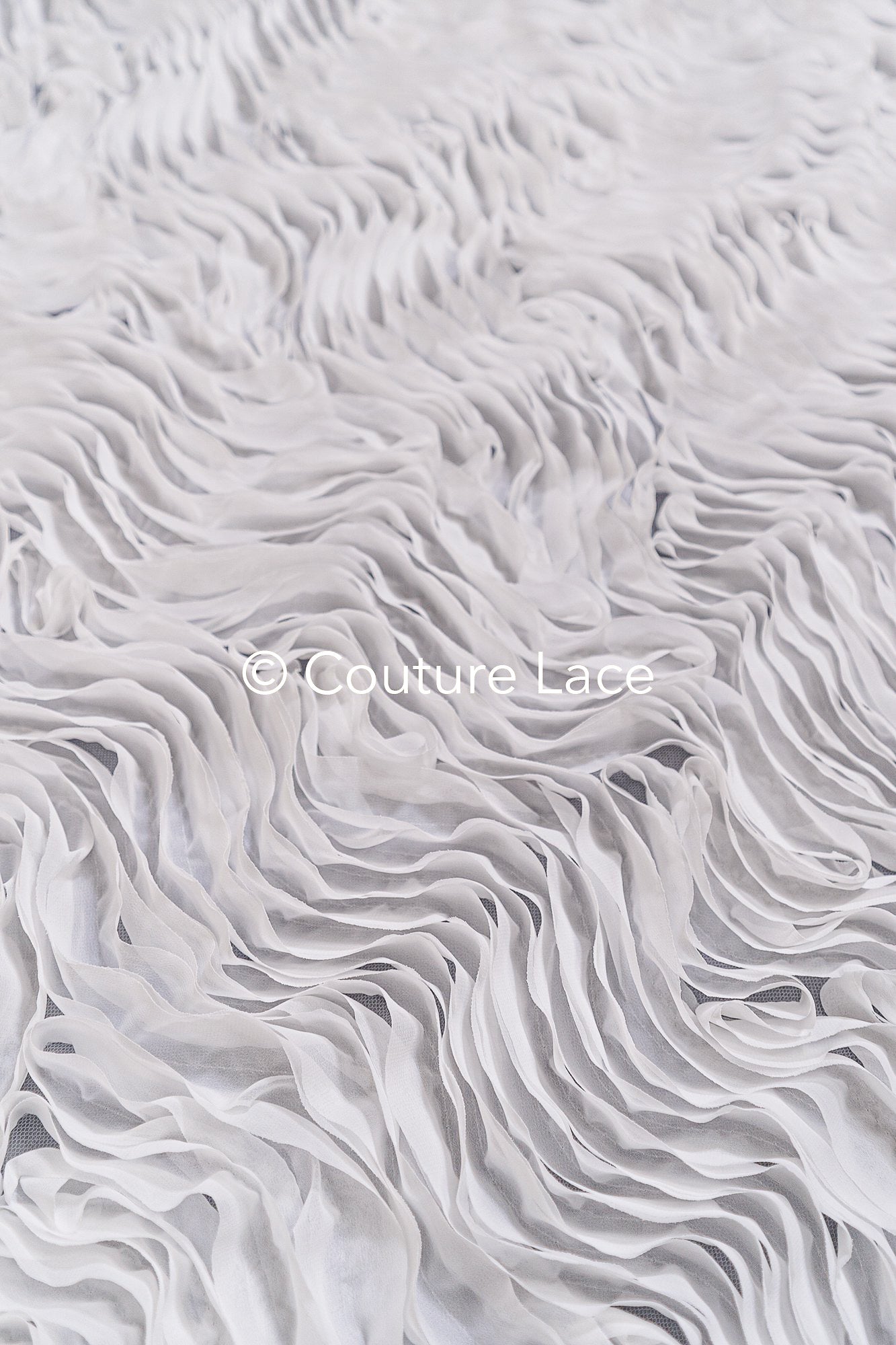 Soft flowing 3D chiffon fabric with wave pattern – Ideal for wedding dresses & accessories// L25-852