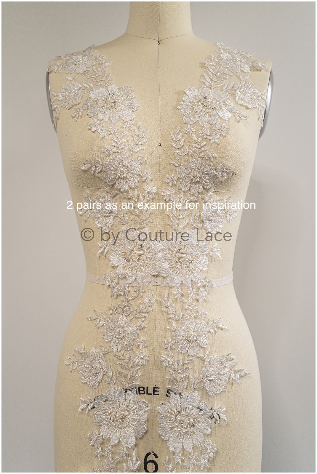 Brautspitze Borte mit Perlen & Pailletten/ Spitzenborte off-white / Braut Borte/ Spitzenborte für Brautkleid// T24-121