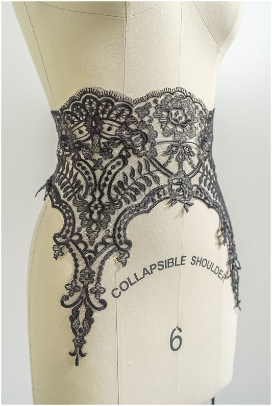 Garniture en dentelle nuptiale noire/garniture en dentelle noire/garniture nuptiale/garniture en dentelle pour robe de soirée// T24-222