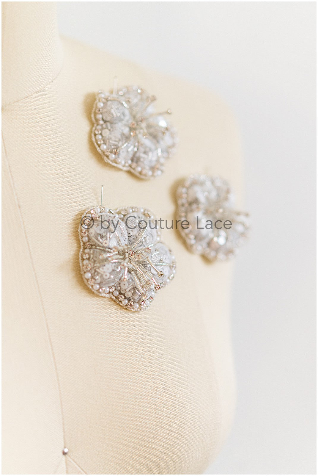 1Stk schwere Perlen 3D Kristall Blume, 3d Perlen Kleid Panels, Braut Diamant Blumen, Brautschleier 3d Blumen, funkelnde Perlen Blume// E-038G-1STK