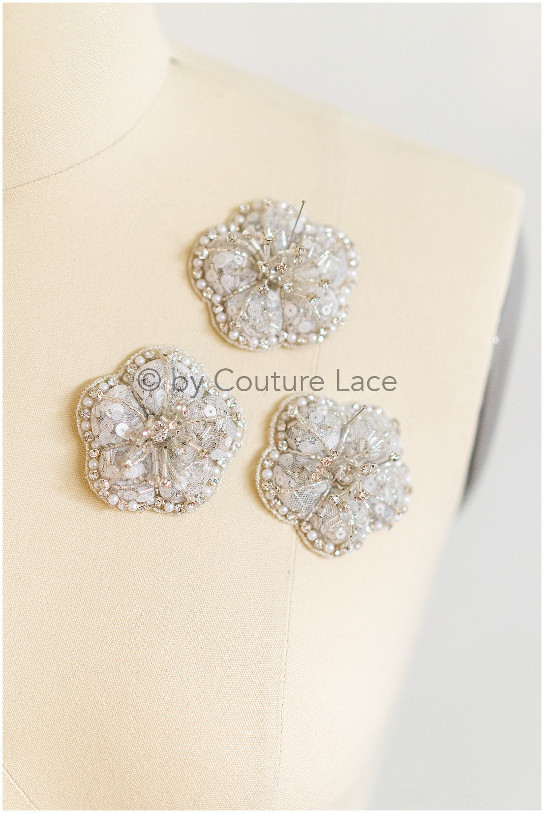 1Stk schwere Perlen 3D Kristall Blume, 3d Perlen Kleid Panels, Braut Diamant Blumen, Brautschleier 3d Blumen, funkelnde Perlen Blume// E-038K-1STK