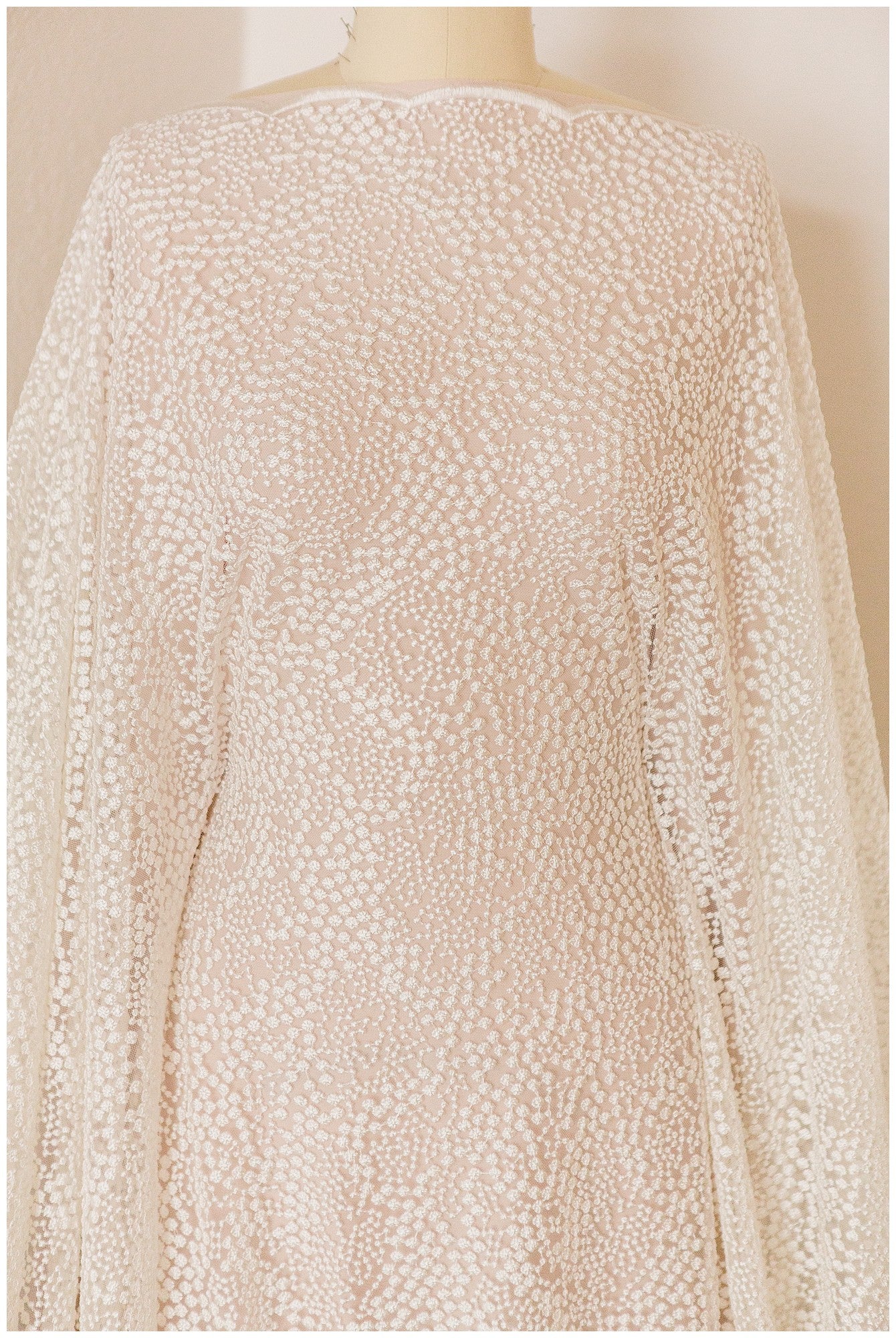 Dot-Lace/ Brautspitzenmaterial/ Offwhite-Brautspitze/ Dot-Design-Hochzeitsspitze/ Couture-Spitze // L18-195
