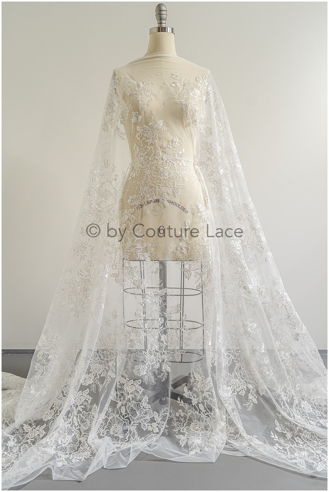 Romantic floral lace fabric/ embroidered floral lace off-white/ wedding dress lace/ rose lace fabric/ bridal lace// L25-031NT