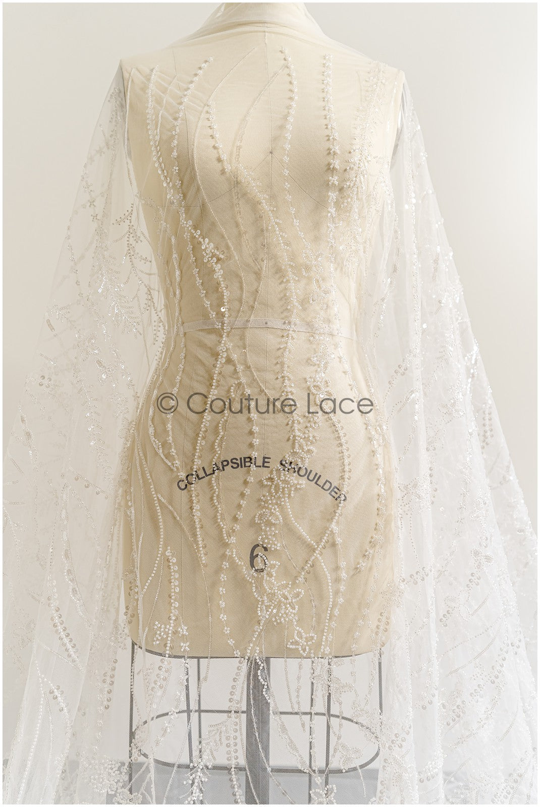 Perlen-Spitzenstoff/ Couture-Spitzenstoff/ Braut-Spitzenstoff/ Perlen-Spitze// L22-218B