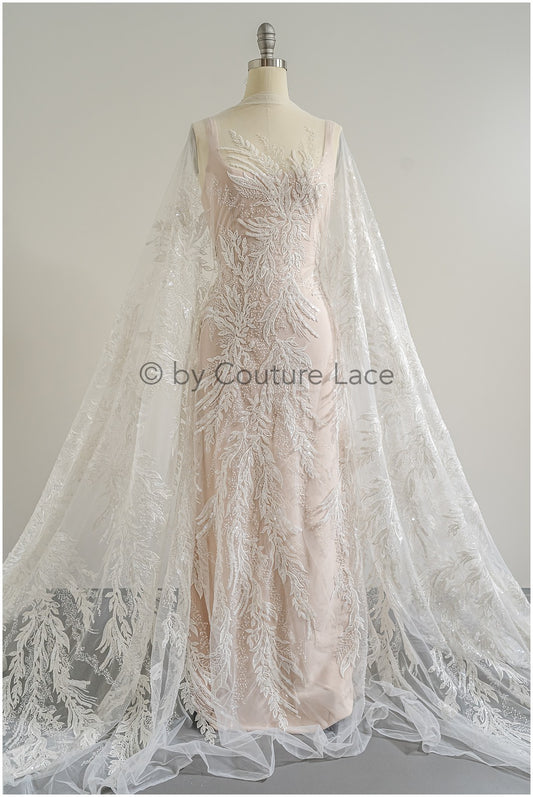 Couture-Spitzenstoff mit Perlen/ floraler Spitzenstoff mit Perlen/ perlenbesetzter Blumen-Spitzenstoff/ L22-506