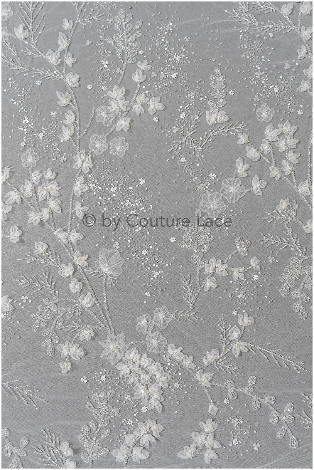 Handperlen-Brautspitze, 3D-Blumen-Spitzenstoff, luxuriöse schwere Perlen-Hochzeitskleid-Spitze, Designer-Couture-Spitze// L22-525(1E=85cm)
