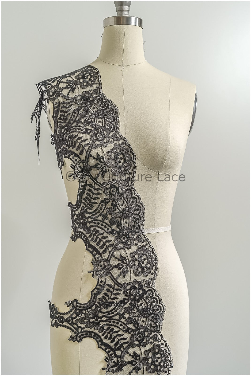 Brautspitze Borte Schwarz/ Spitzenborte schwarz/ Braut Borte/ Spitzenborte für Abendkleid// T24-222