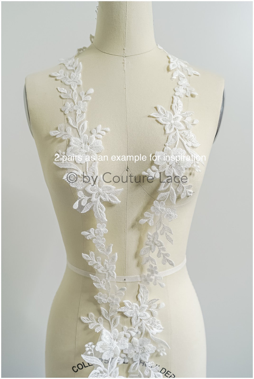 Brautspitze Borte mit Perlen & Pailletten/ Spitzenborte off-white / Braut Borte/ Spitzenborte für Brautkleid// T24-224