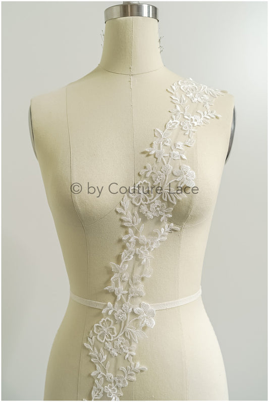 Garniture en dentelle nuptiale blanche/garniture en dentelle blanc cassé / garniture nuptiale/garniture en dentelle pour robe de mariée// T24-225