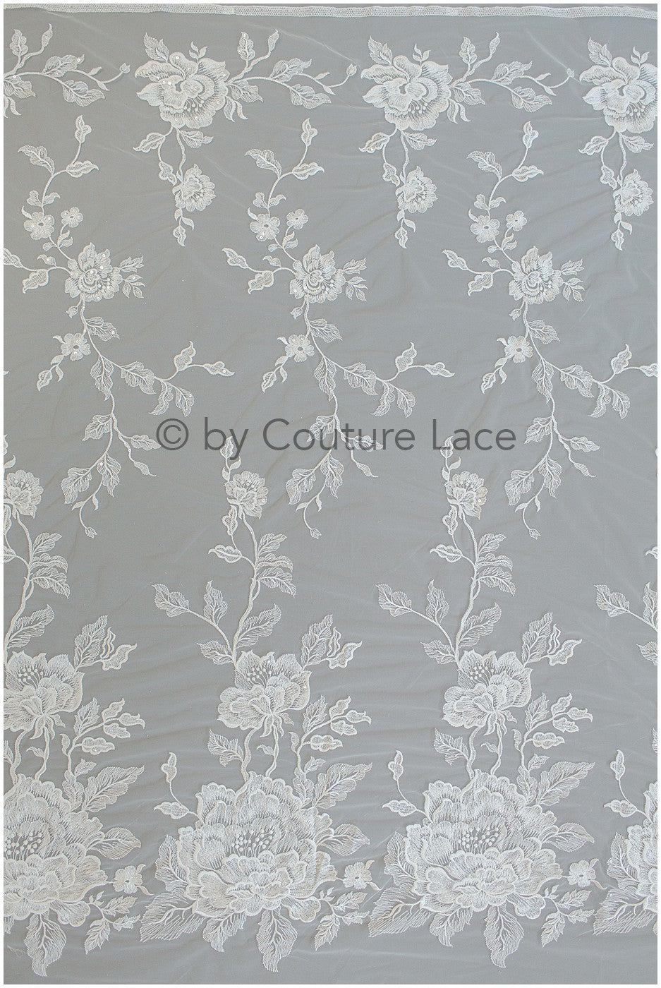 Französische Spitze für das Brautkleid, Floral gemusterte Spitze, Spitzenstoff für die Braut, Französischer Spitzenstoff für die Braut, Bestickter Chantilly-Spitzenstoff// L19-270