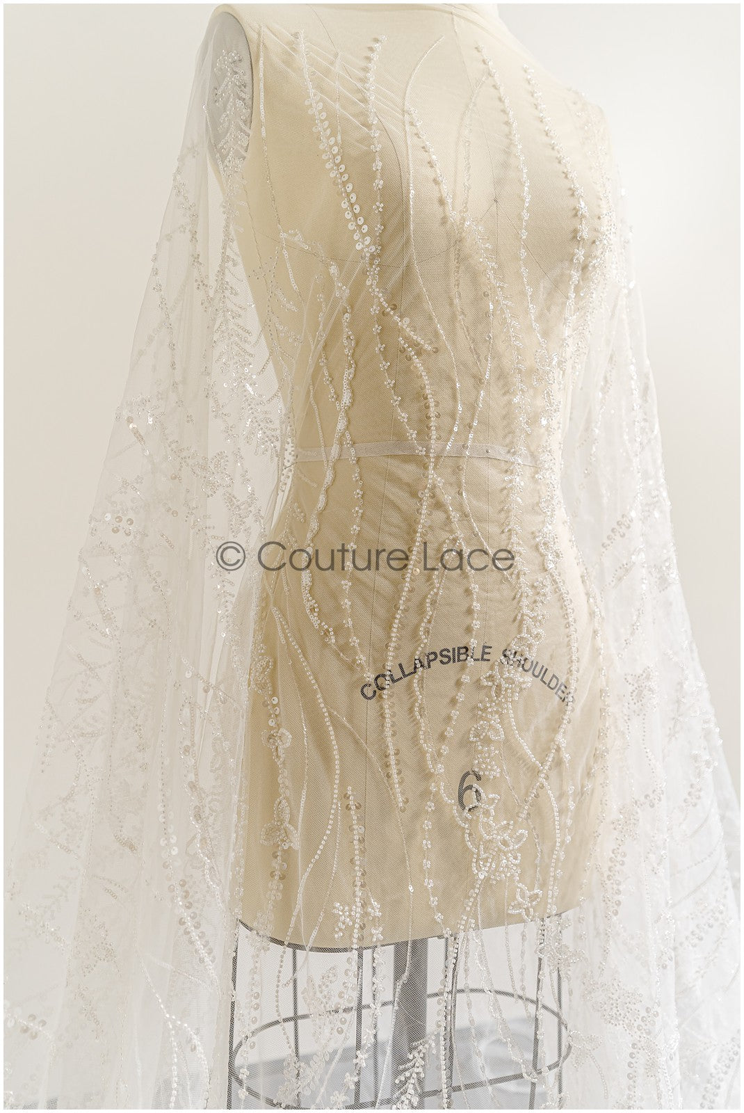 Perlen-Spitzenstoff/ Couture-Spitzenstoff/ Braut-Spitzenstoff/ Perlen-Spitze// L22-218B