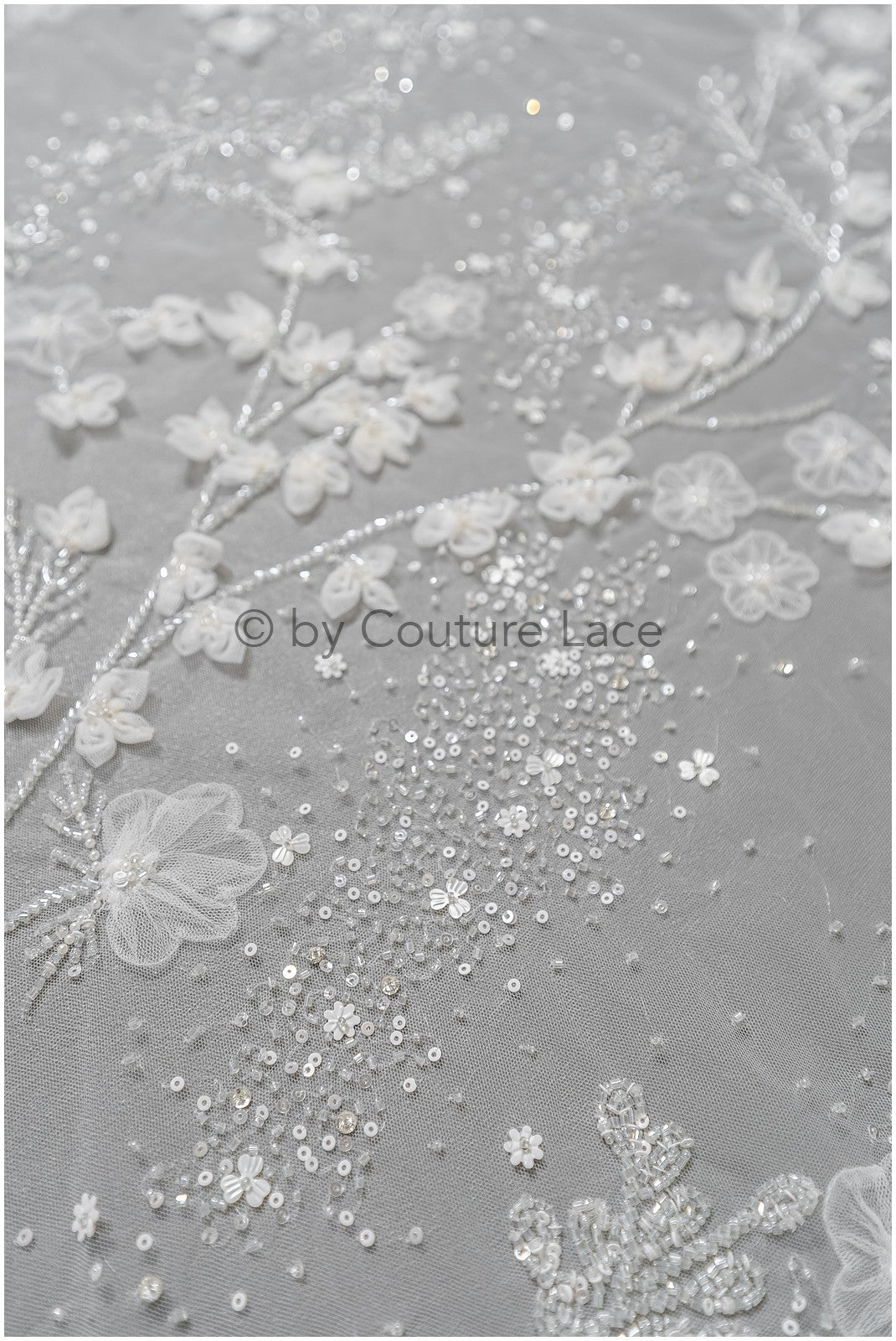 Handperlen-Brautspitze, 3D-Blumen-Spitzenstoff, luxuriöse schwere Perlen-Hochzeitskleid-Spitze, Designer-Couture-Spitze// L22-525(1E=85cm)