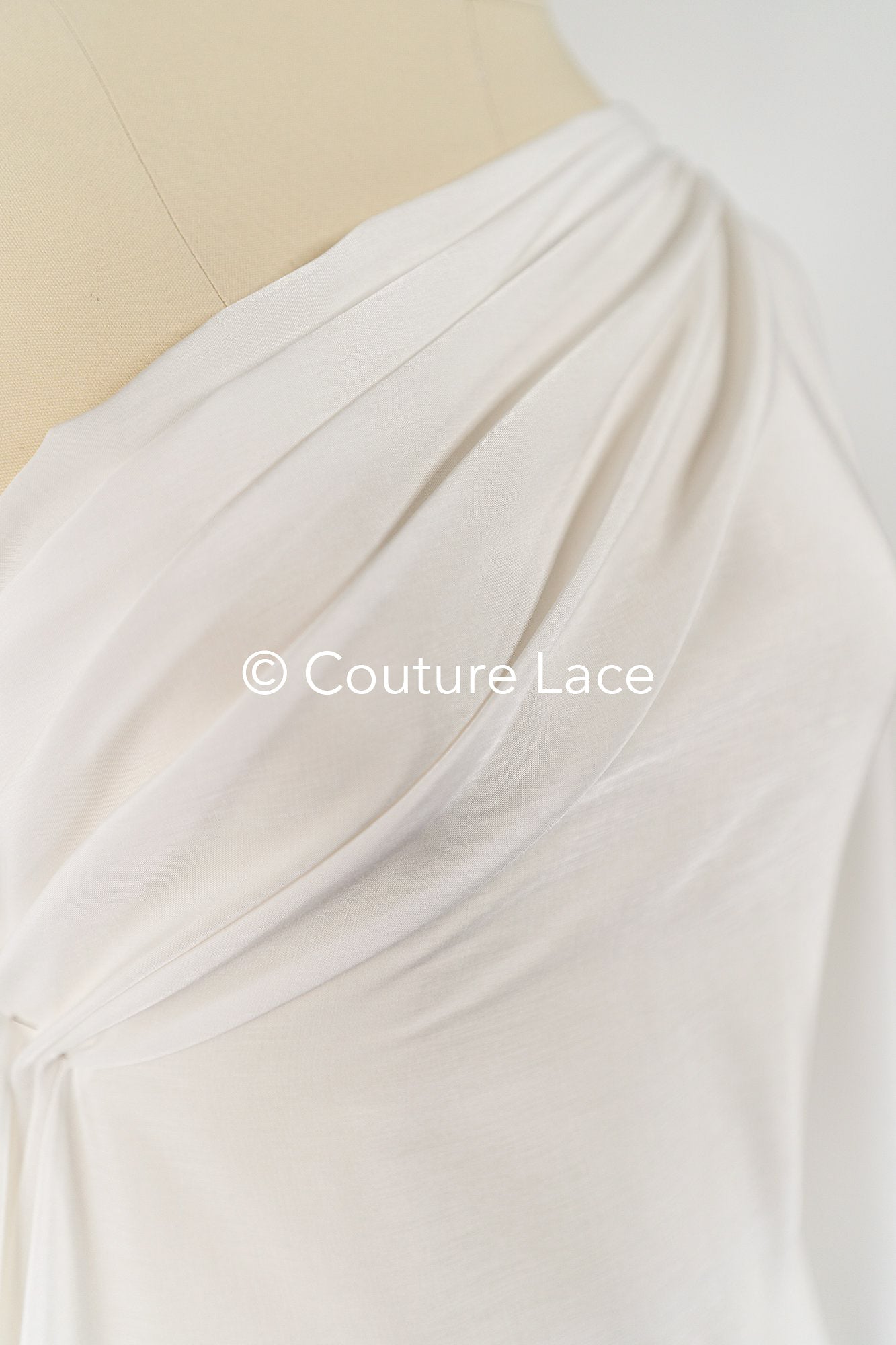Silky Off-White Viscose Rayon Satin 20MM – Fine fabric for bridal wear, formal wear and home textiles // R-131