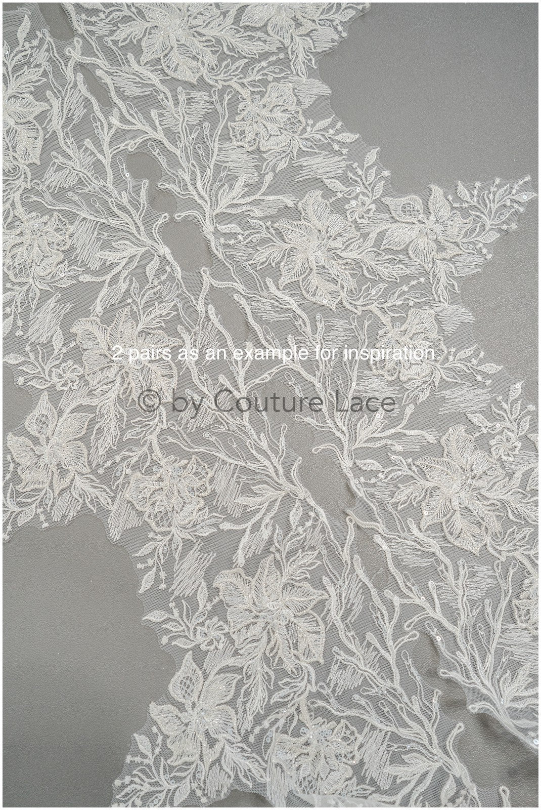 Brautspitze Borte mit Perlen & Pailletten/ Spitzenborte off-white / Braut Borte/ Spitzenborte für Brautkleid// T24-118