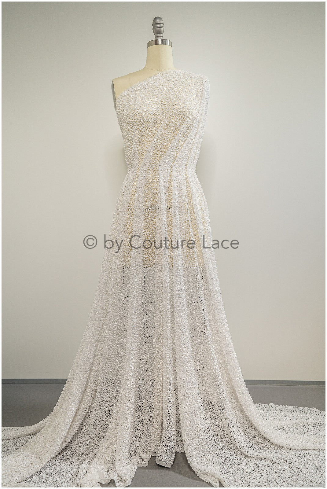 Handbestickte Perlenspitze, Luxuriöse Brautspitze für Couture Brautkleider // L25-358