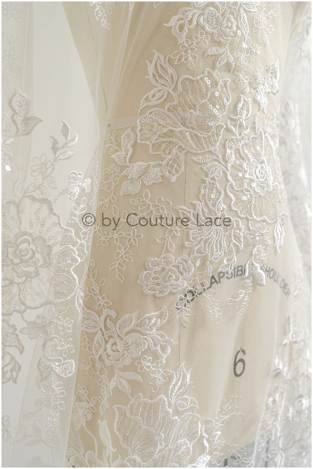 Romantic floral lace fabric/ embroidered floral lace off-white/ wedding dress lace/ rose lace fabric/ bridal lace// L25-031NT
