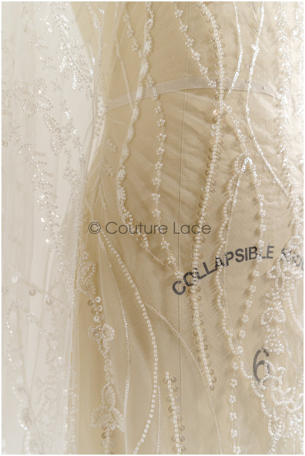 Perlen-Spitzenstoff/ Couture-Spitzenstoff/ Braut-Spitzenstoff/ Perlen-Spitze// L22-218B