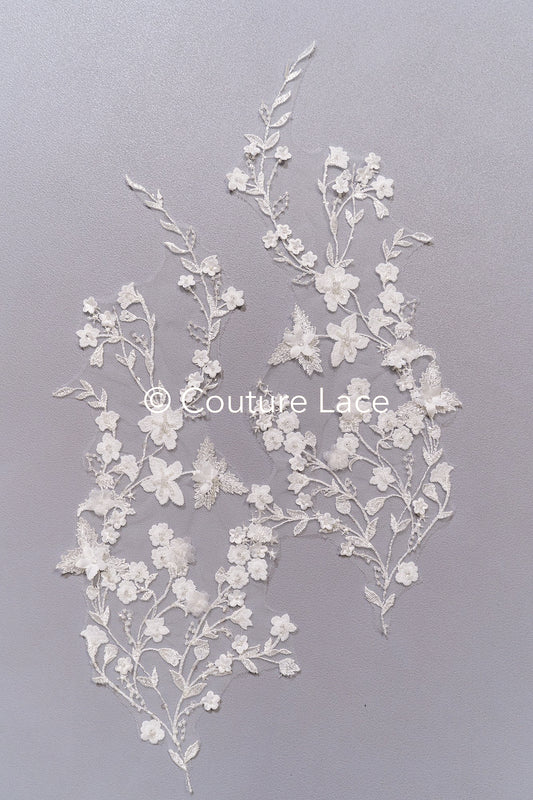 Bestickte Blumen Applikation/ Blumen Spitzen Applikationen/ romantische Blumen Spitze für Brautkleider // A25-472