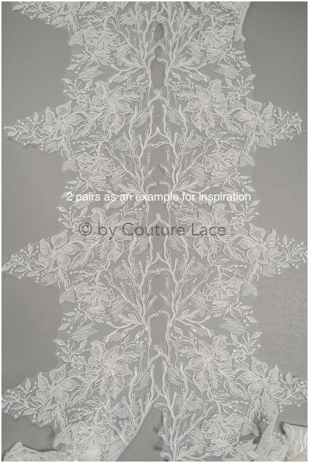 Brautspitze Borte mit Perlen & Pailletten/ Spitzenborte off-white / Braut Borte/ Spitzenborte für Brautkleid// T24-118