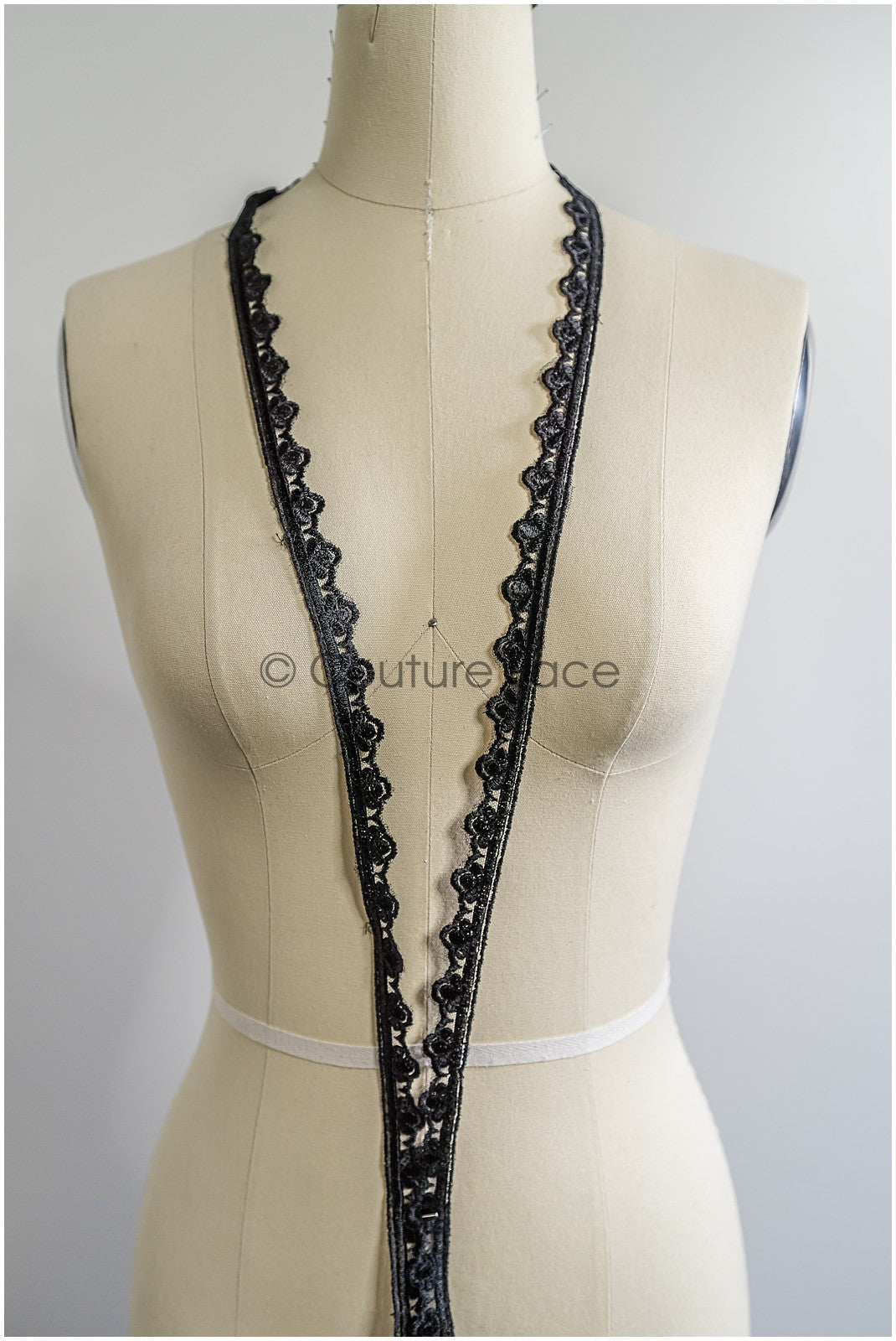 Brautspitze Borte Schwarz/ Spitzenborte schwarz/ Braut Borte/ Spitzenborte für Abendkleid// T24-156