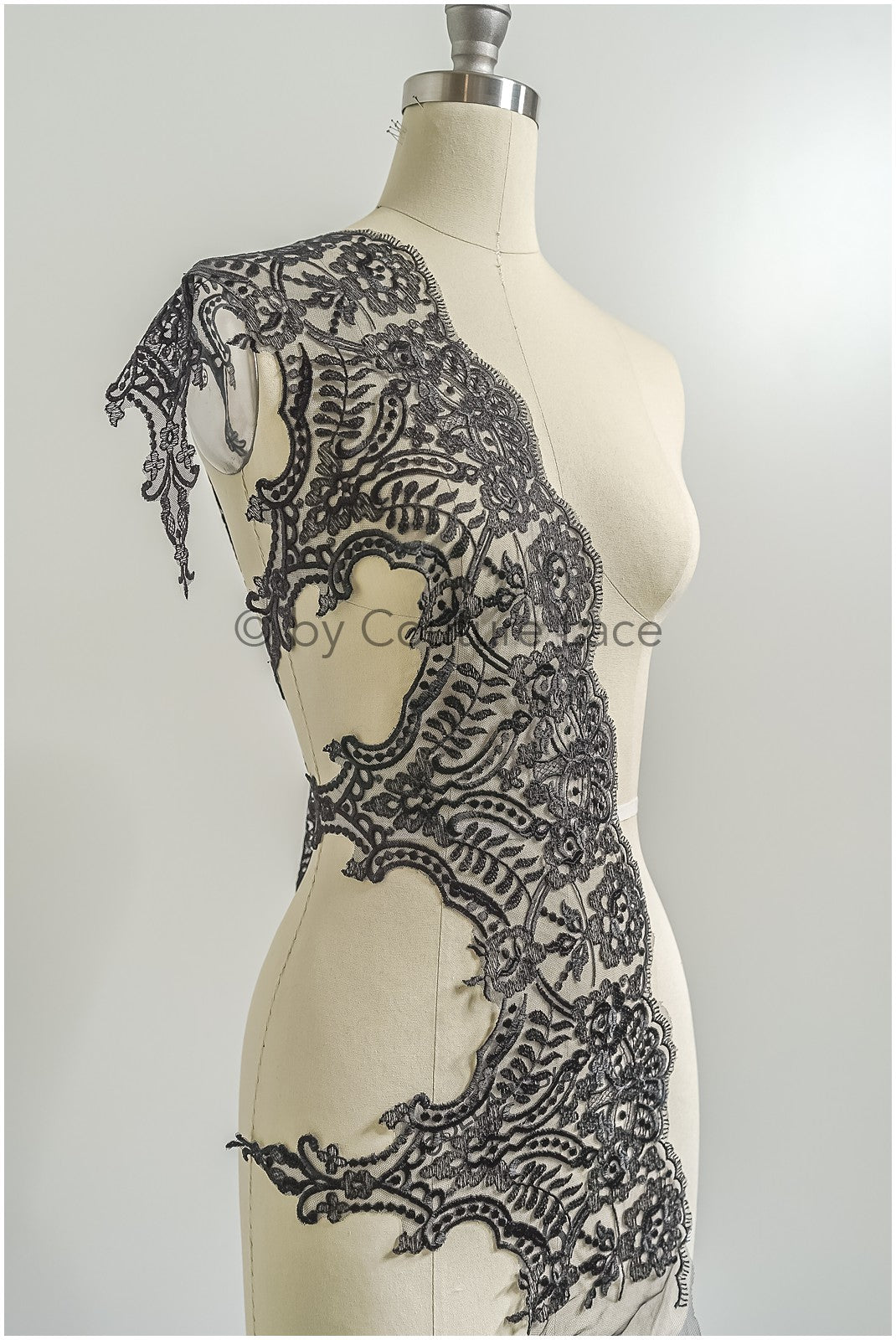 Brautspitze Borte Schwarz/ Spitzenborte schwarz/ Braut Borte/ Spitzenborte für Abendkleid// T24-222