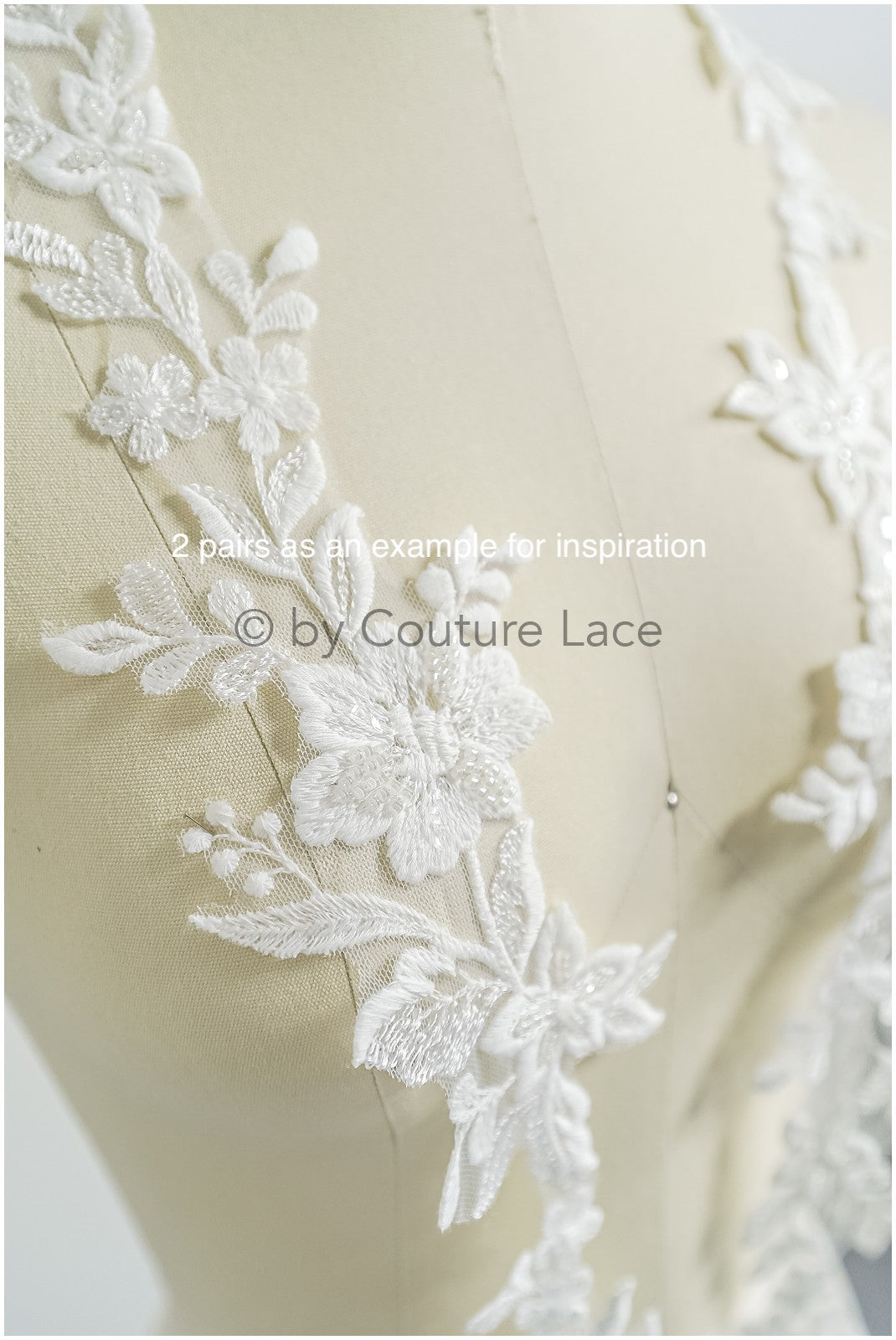 Brautspitze Borte mit Perlen & Pailletten/ Spitzenborte off-white / Braut Borte/ Spitzenborte für Brautkleid// T24-224