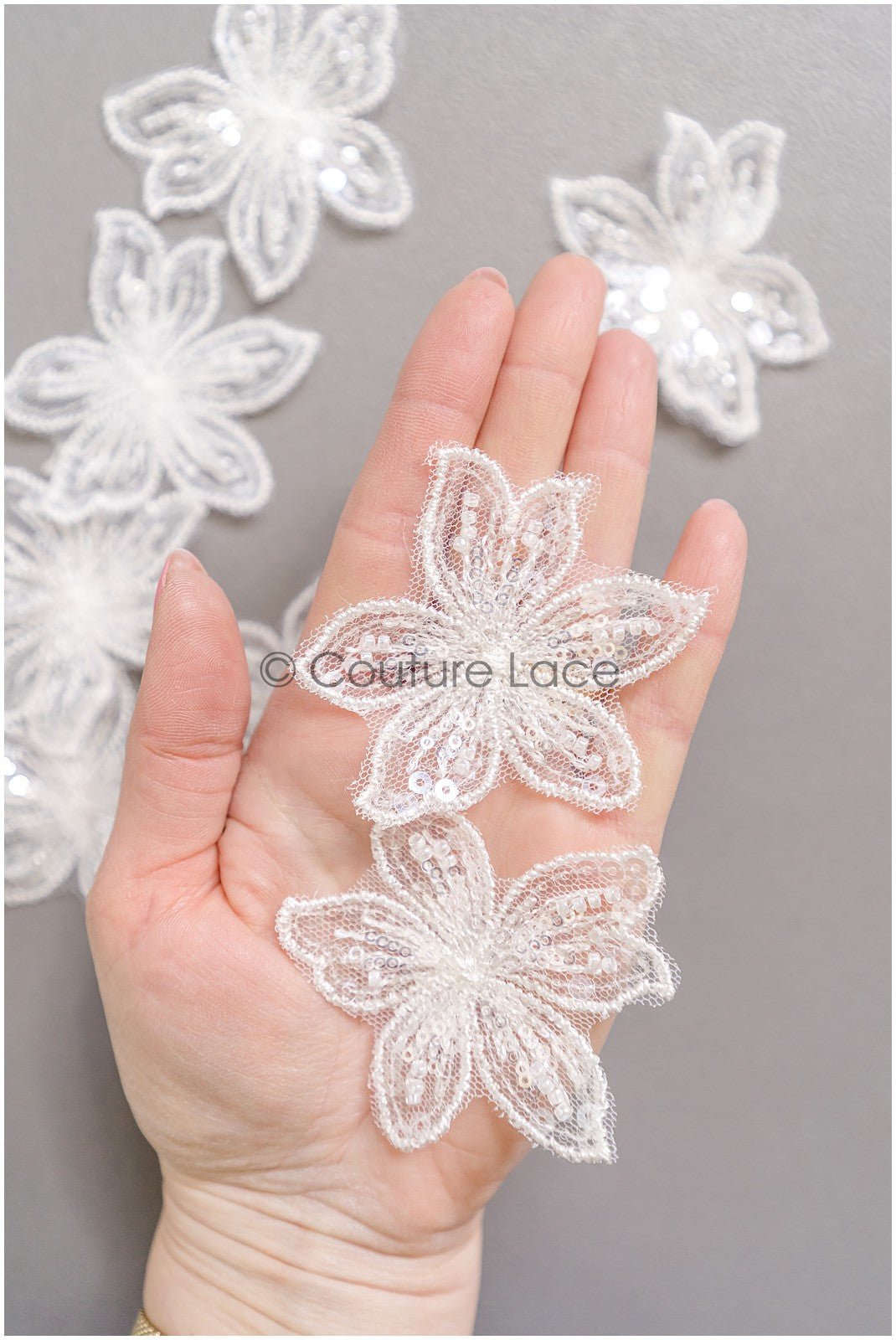 10pcs. Lace flowers for sewing/ 3D flower lace applique/ wedding dress lace applique/ bridal lace// A22-254