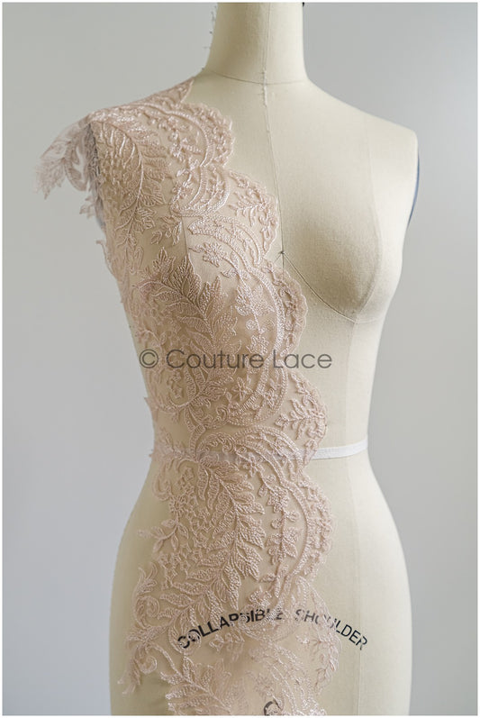 Garniture en dentelle nuptiale pêche/garniture en dentelle pêche/garniture en dentelle/garniture en dentelle pour robe de soirée// T24-160