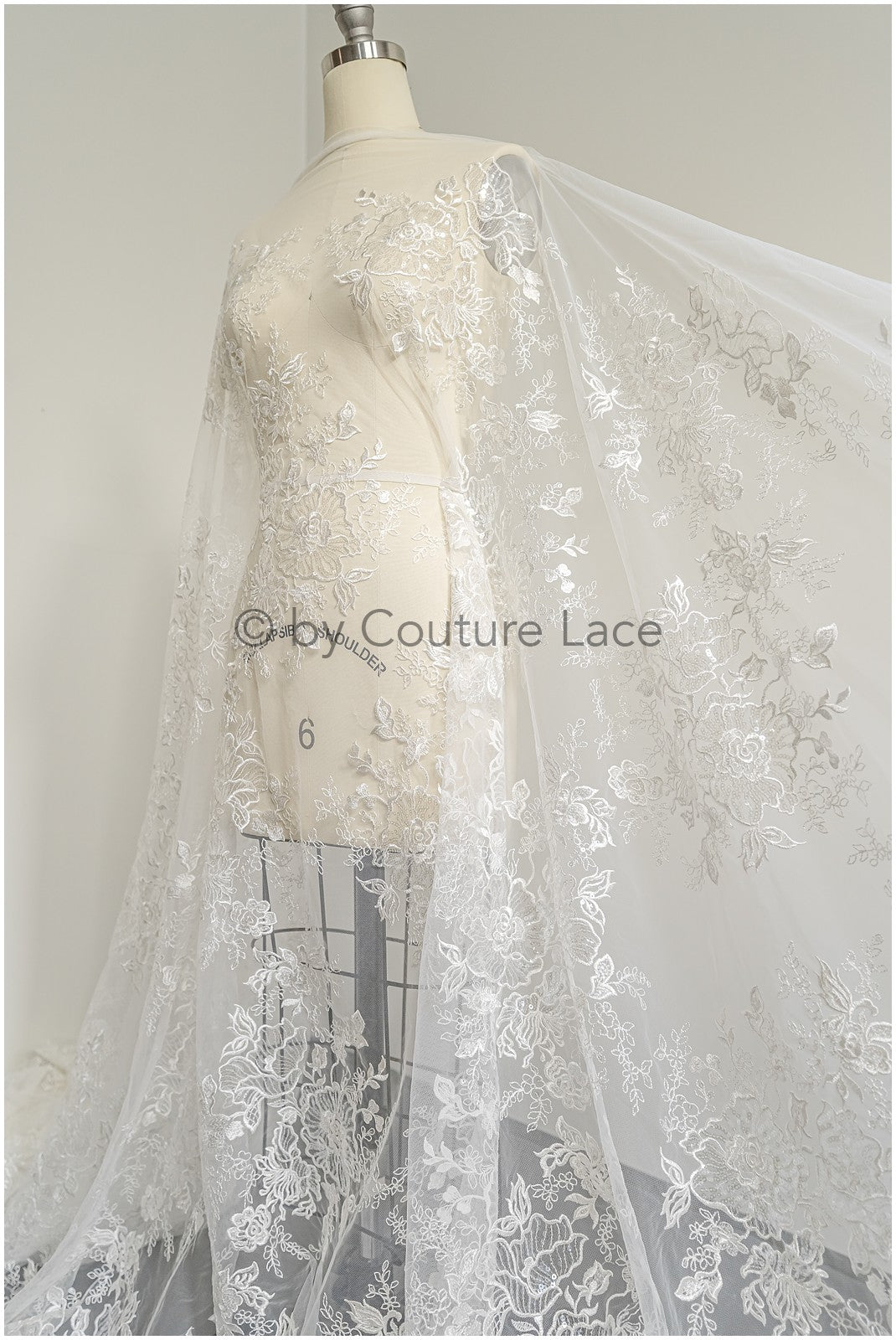 Romantic floral lace fabric/ embroidered floral lace off-white/ wedding dress lace/ rose lace fabric/ bridal lace// L25-031NT