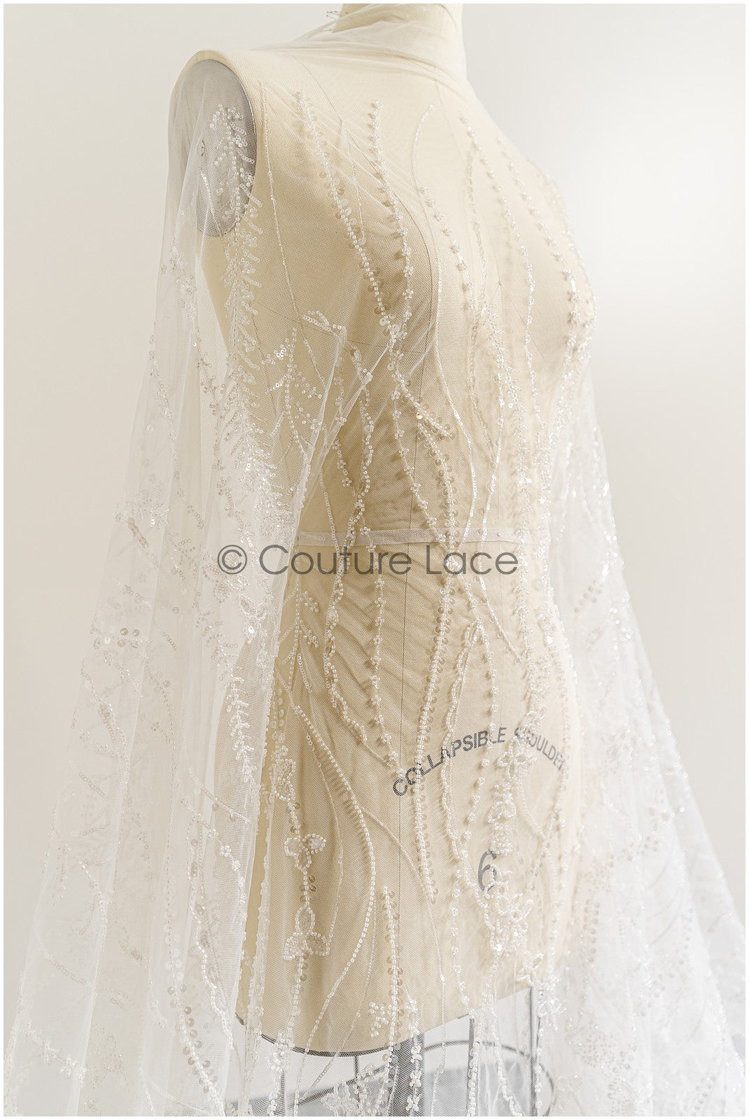 Perlen-Spitzenstoff/ Couture-Spitzenstoff/ Braut-Spitzenstoff/ Perlen-Spitze// L22-218B