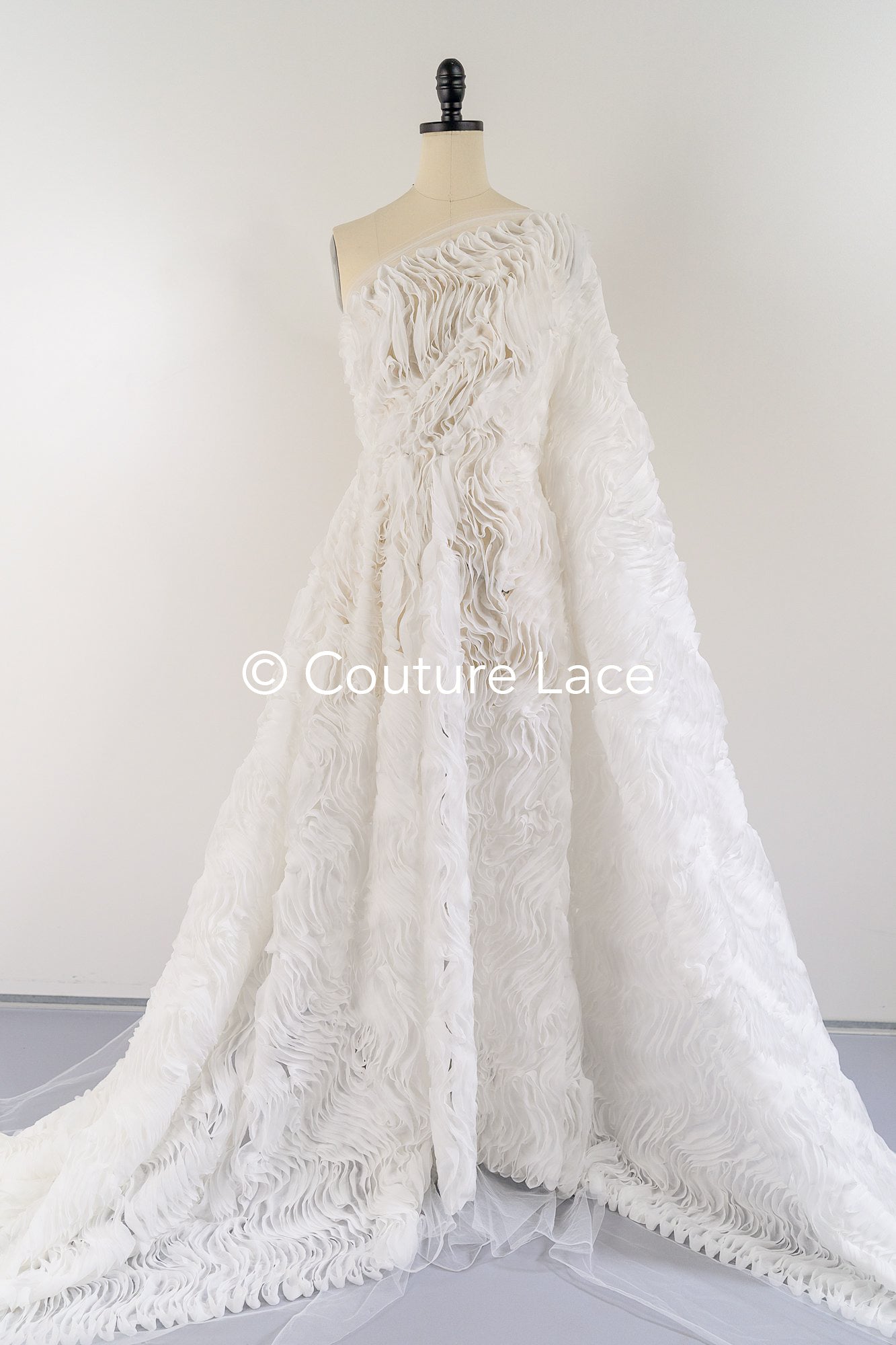 Soft flowing 3D chiffon fabric with wave pattern – Ideal for wedding dresses & accessories// L25-852