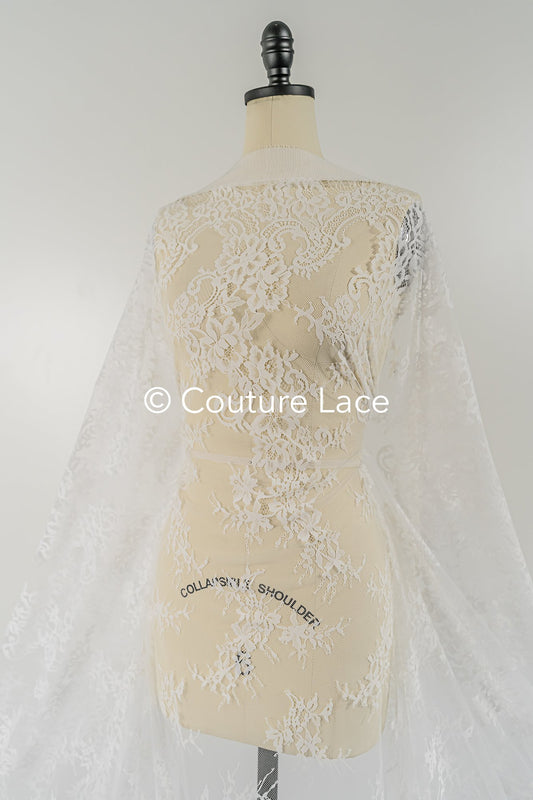 3 mètres de dentelle florale française / Dentelle florale française pour mariée // L25-752