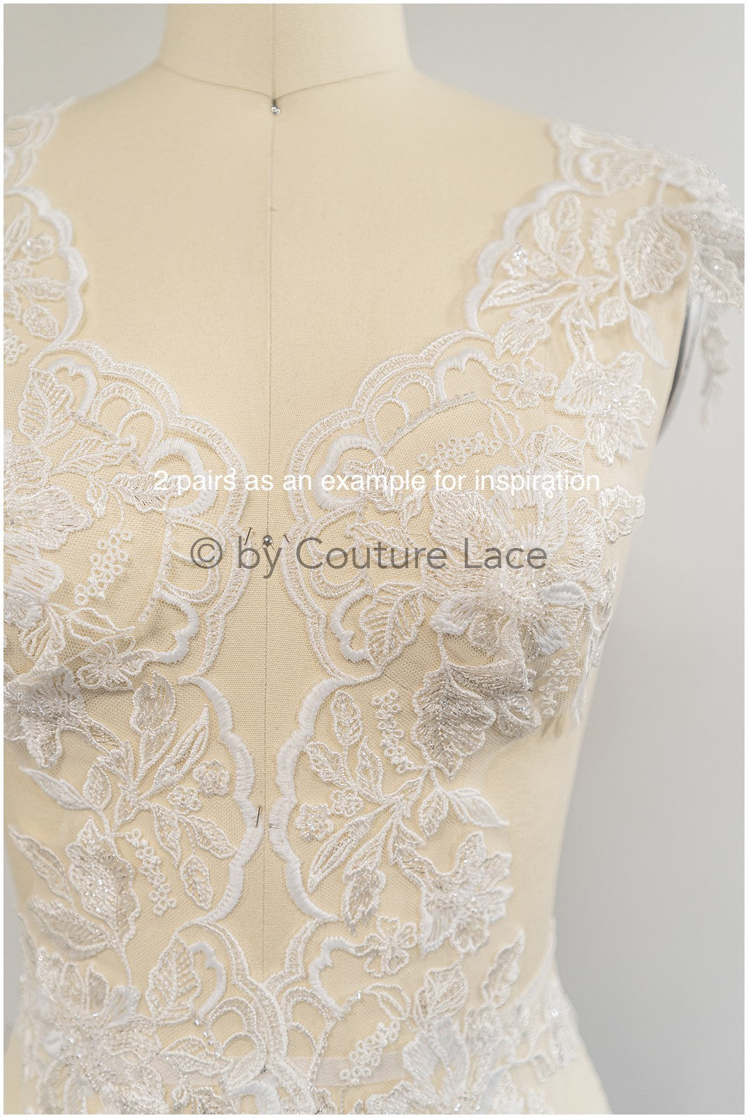Brautspitze Borte mit Perlen & Pailletten/ Spitzenborte off-white / Braut Borte/ Spitzenborte für Brautkleid// T24-119