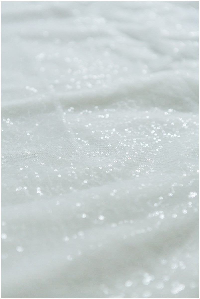 Fine sequin lace/ sequin tulle fabric for wedding dresses/ off-white lace with sequins// L17-076P