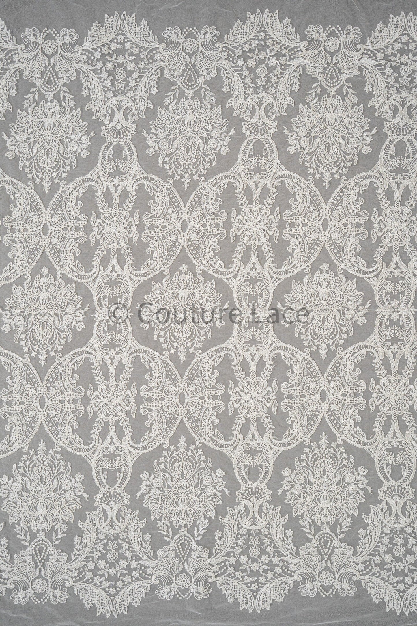 Luxury embroidered lace fabric/ bridal lace off-white/ wedding dress lace// L21-209NB