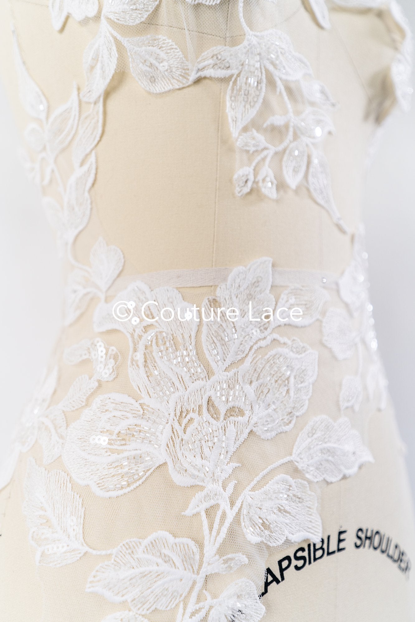 Flower Applique/ Pearl Bridal Patch/ Wedding Dress Lace Applique/ Pearl Bridal Patch/ A23-338