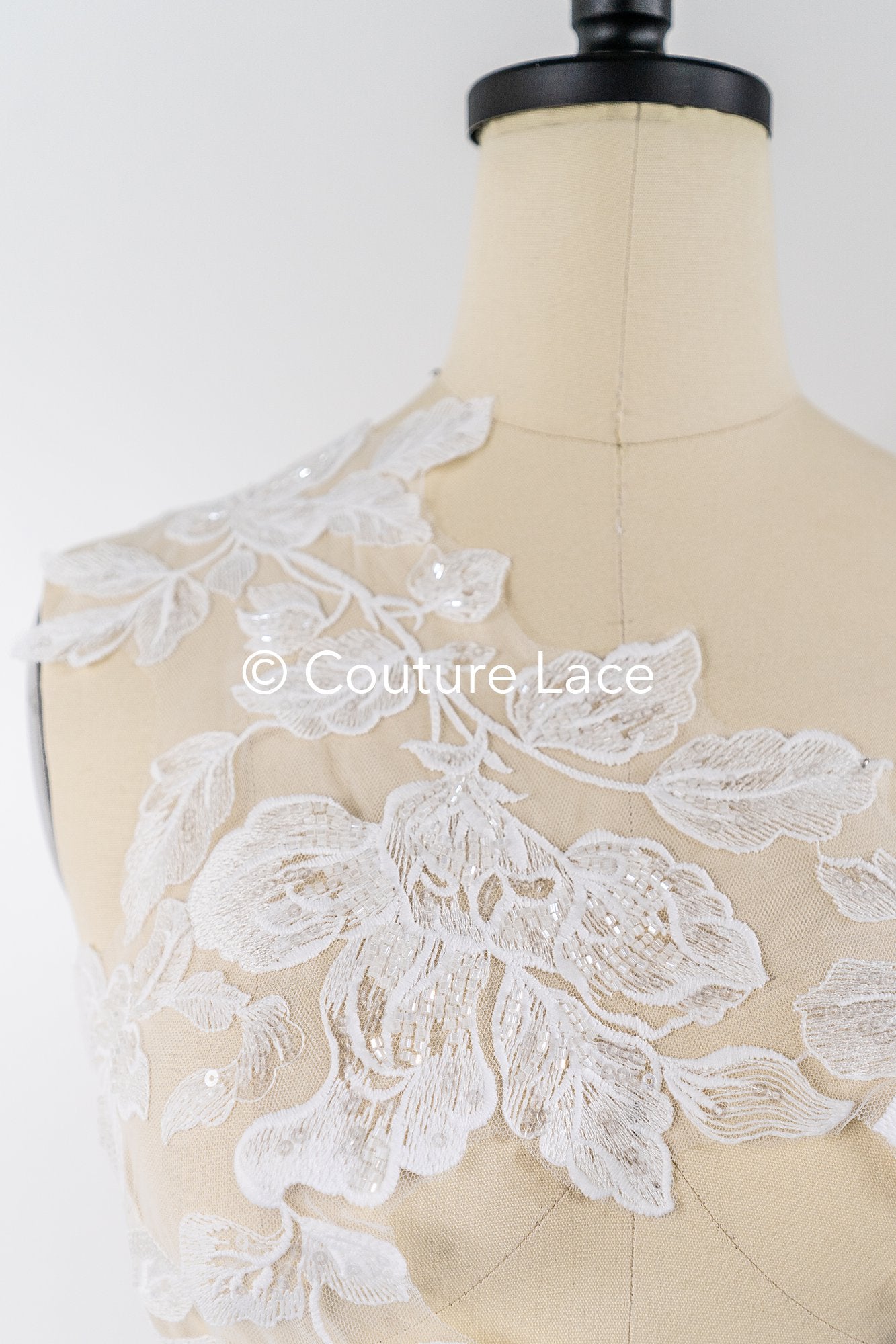 Flower Applique/ Pearl Bridal Patch/ Wedding Dress Lace Applique/ Pearl Bridal Patch/ A23-338