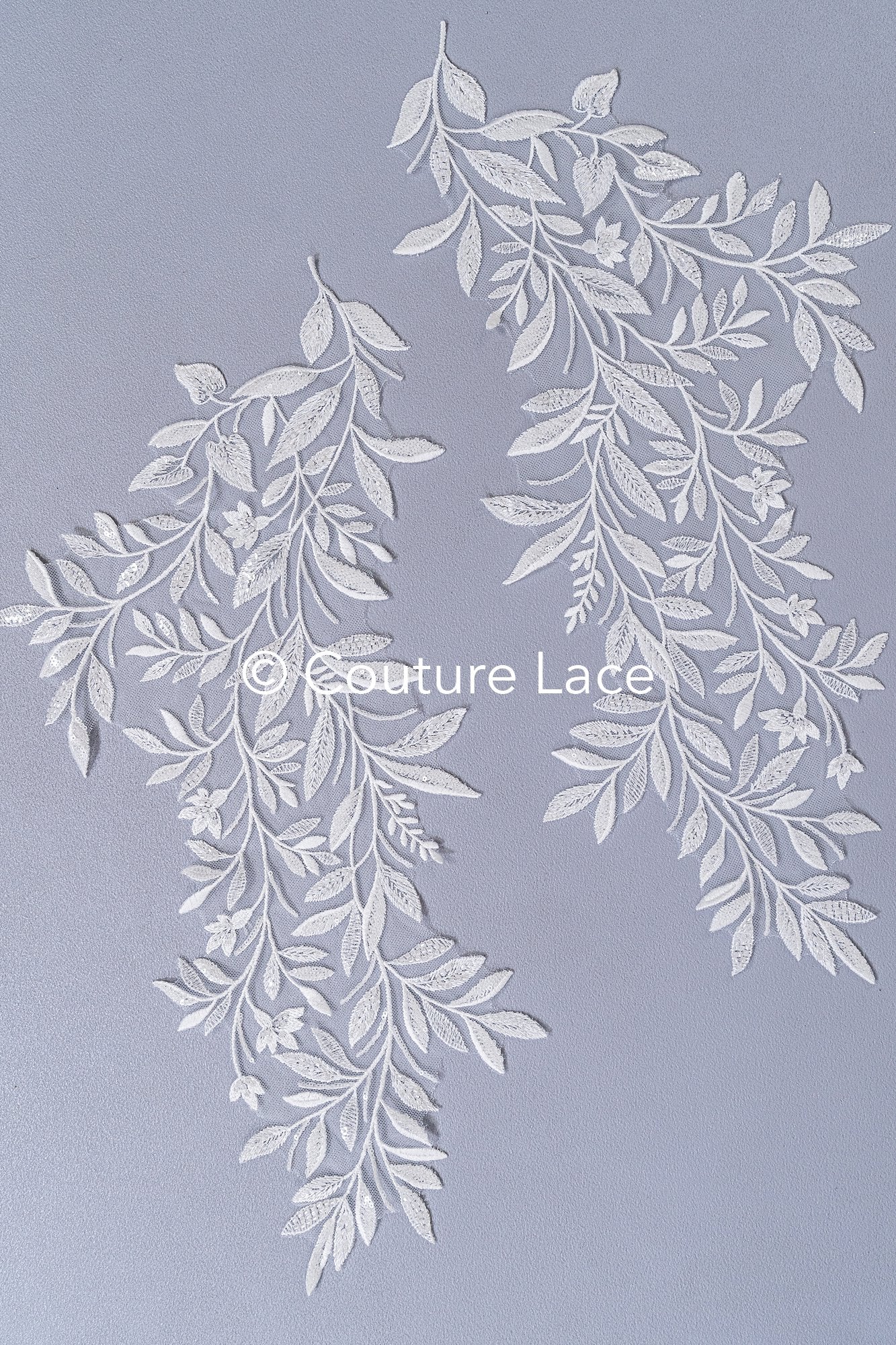 Applikation weiß mit Perlen & Pailletten/ Hochzeitskleid Spitzenapplikation/ Braut Applikation// A24-061
