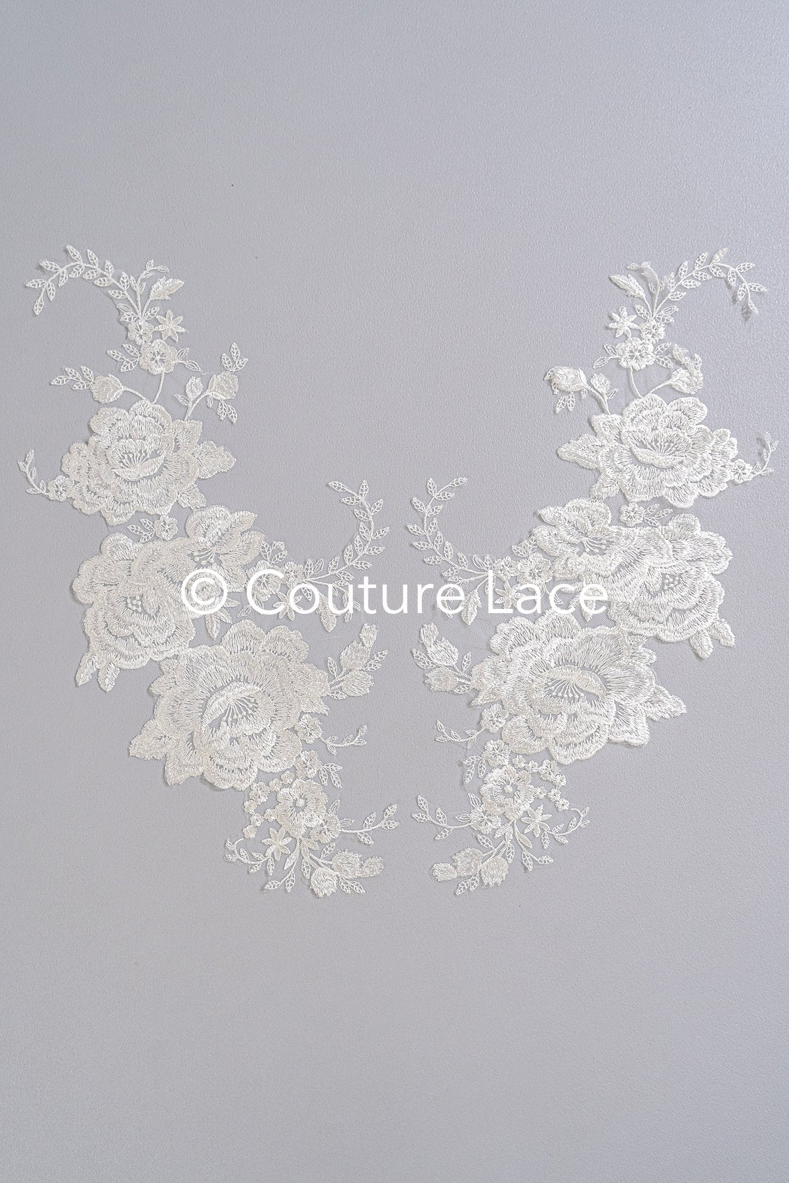 Applikation weiß/ florale Hochzeitskleid Spitzenapplikation/ Braut Applikation// A24-093