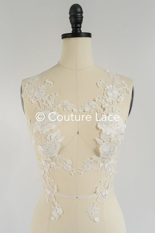 Applikation weiß / florale Hochzeitskleid Spitzenapplikation/ Braut Applikation// A24-096S