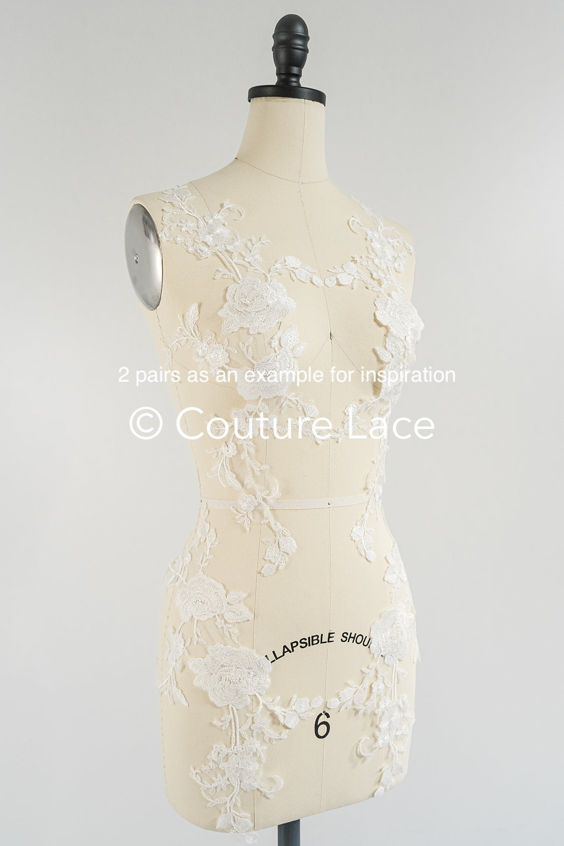 Applikation weiß / florale Hochzeitskleid Spitzenapplikation/ Braut Applikation// A24-096S