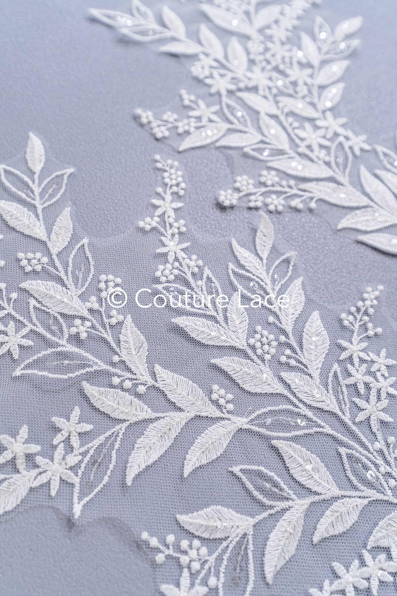 Romantische Applikation off-white/ Brautapplikation mit Blumen/ Brautkleid Spitzenapplikation/ Brautspitze Applikation// A24-372