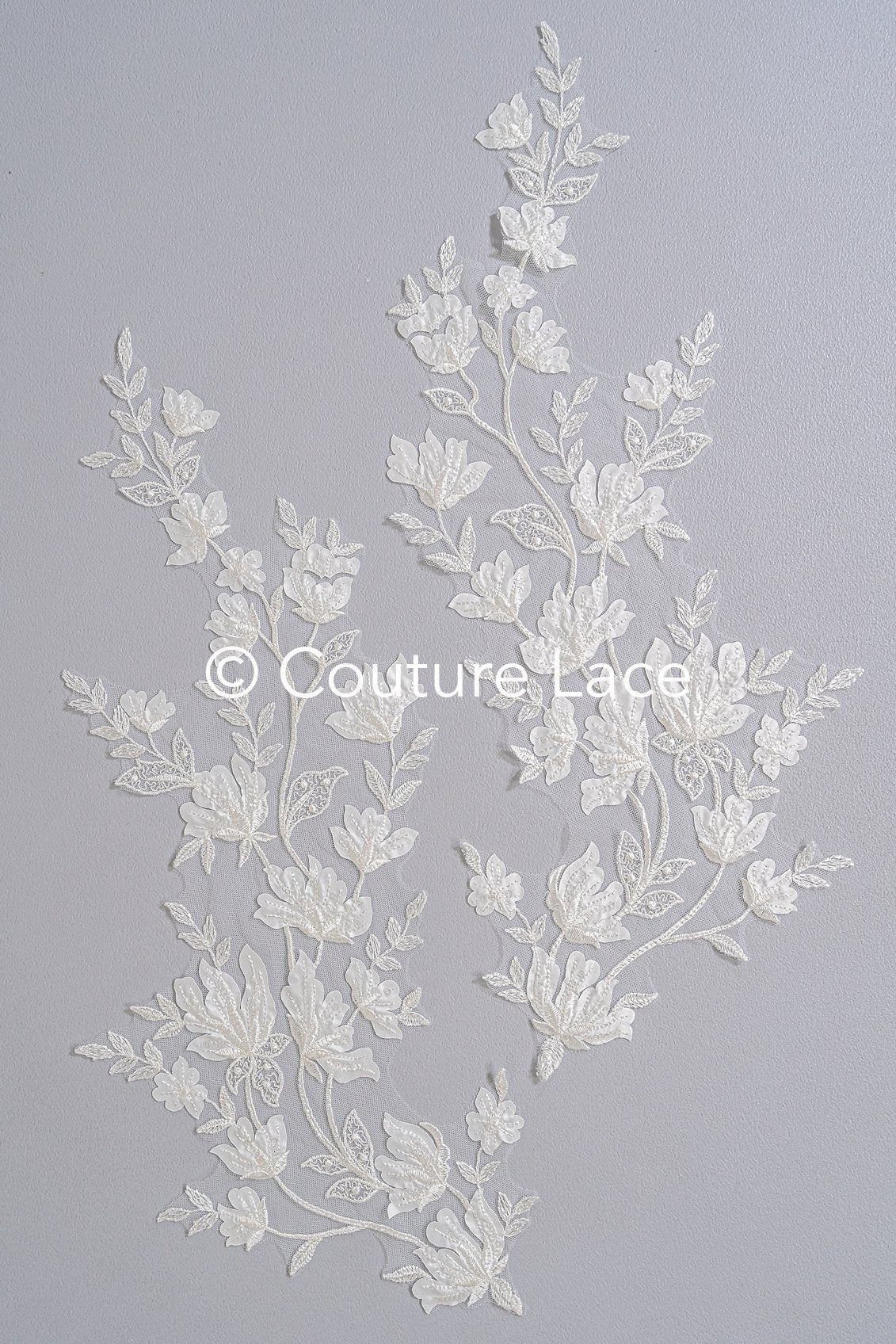 Romantische Applikation off-white/ Brautapplikation mit Blumen/ Brautkleid Spitzenapplikation/ Brautspitze Applikation// A24-376