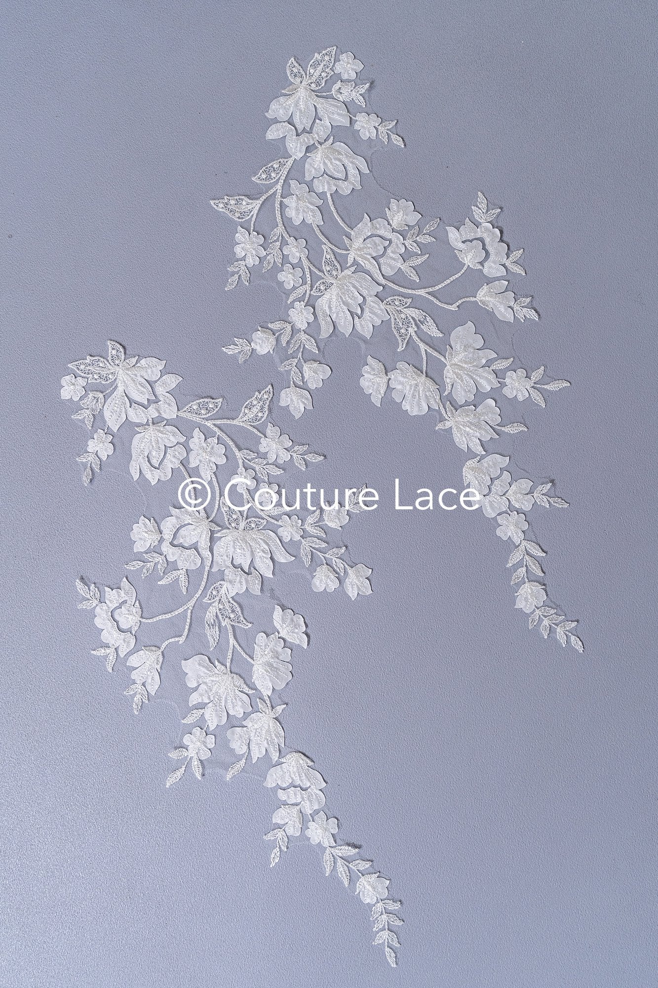 Romantische Applikation off-white/ Brautapplikation mit Blumen/ Brautkleid Spitzenapplikation/ Brautspitze Applikation// A24-377