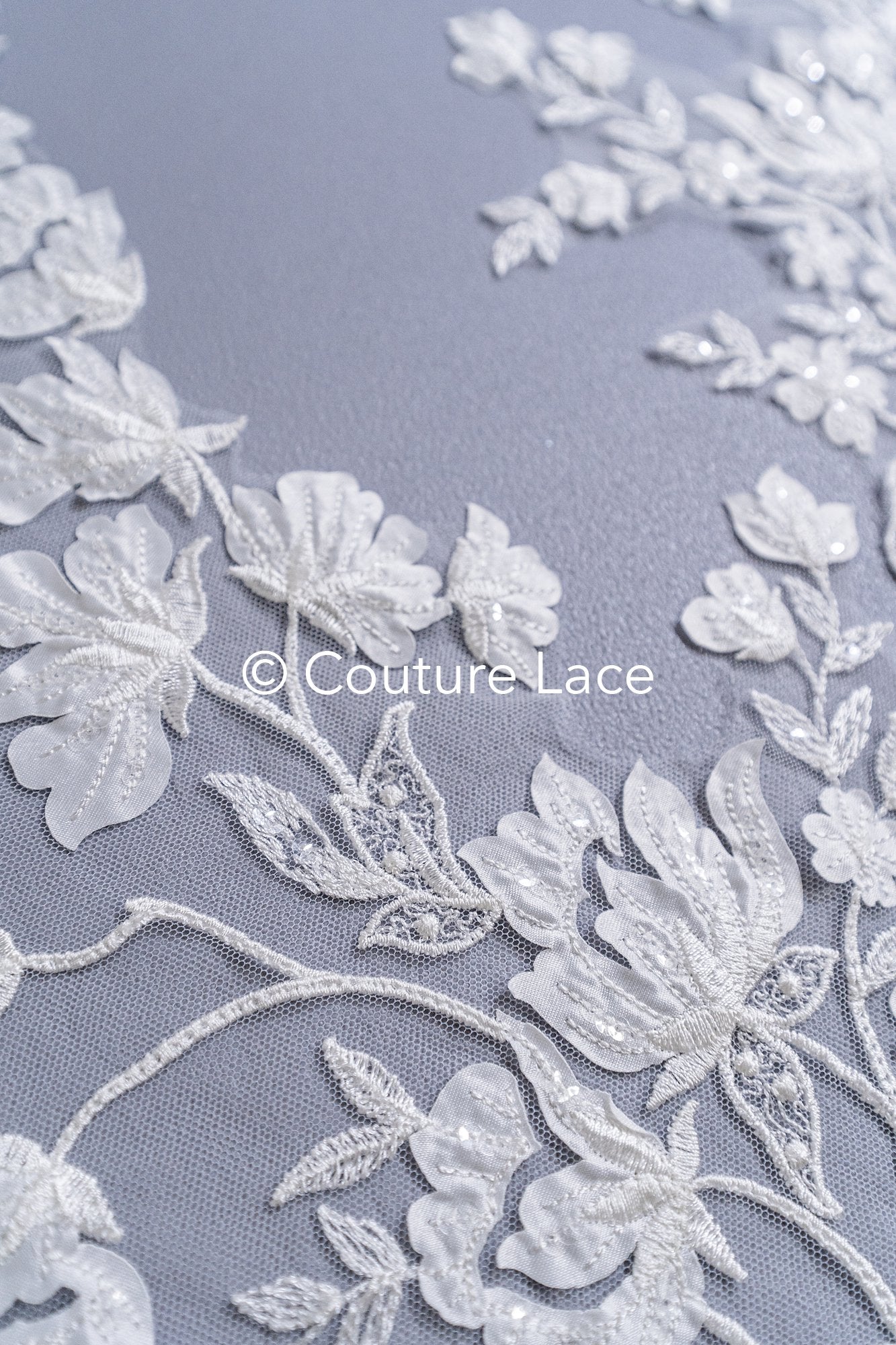 Romantische Applikation off-white/ Brautapplikation mit Blumen/ Brautkleid Spitzenapplikation/ Brautspitze Applikation// A24-377
