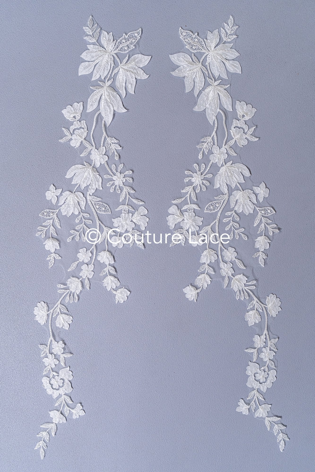 Romantische Applikation off-white/ Brautapplikation mit Blumen/ Brautkleid Spitzenapplikation/ Brautspitze Applikation// A24-378
